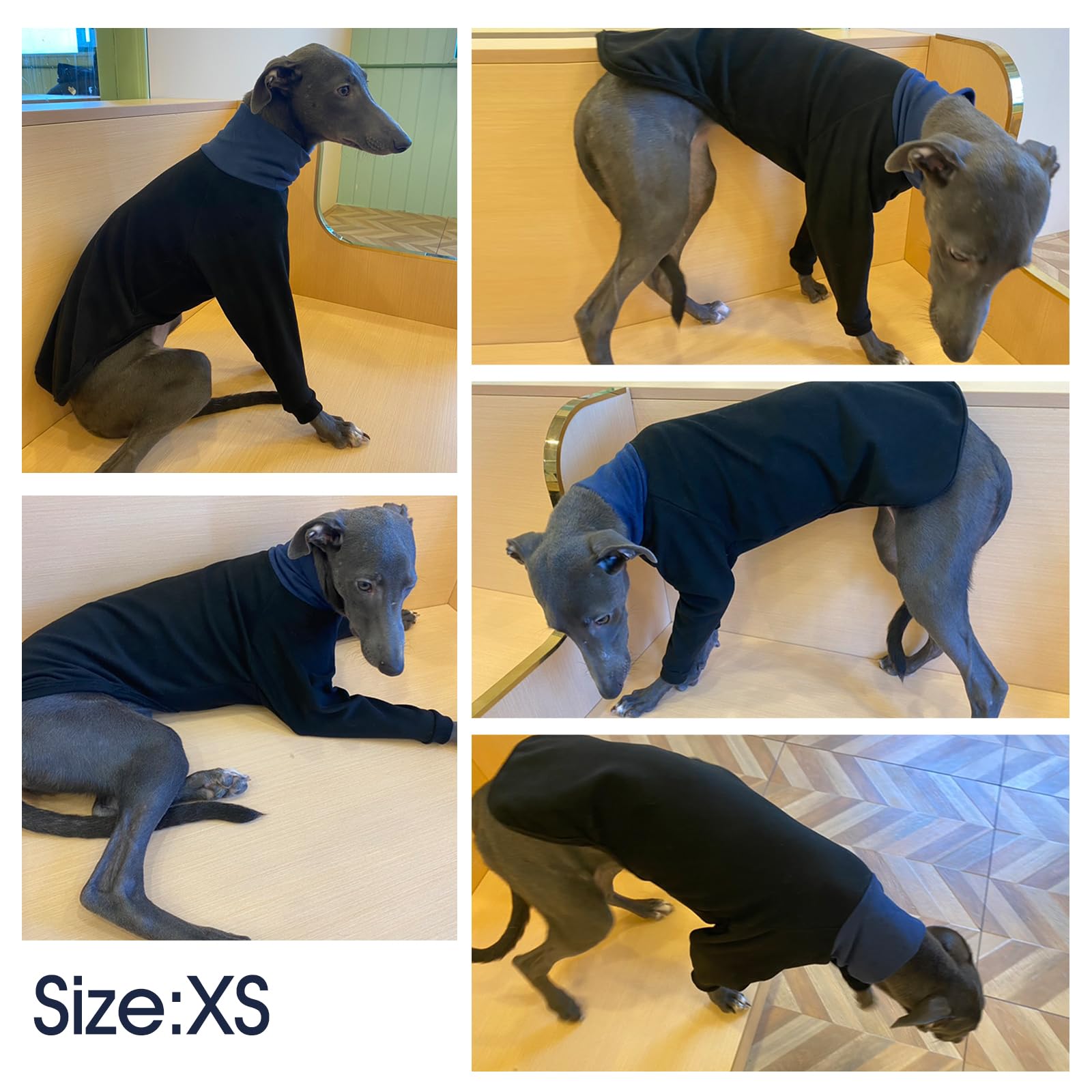 IECOii Pull lévrier, vêtements Whippet à manches longues, combinaison à col roulé italien pour lévrier, pyjama en polaire, manteau d'hiver super chaud pour lévrier lévrier, salukis, taille XL