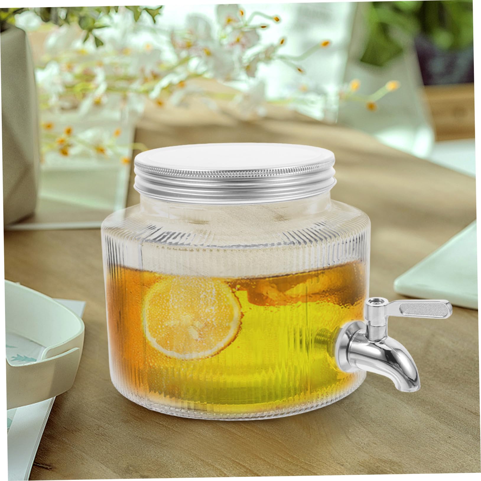 Toyvian Dispensador de Cócteles de Vidrio para Nevera de 2.8l Grifo, Material Seguro de Acero Inoxidable y Diseño Simple para Uso en Fiestas Casa