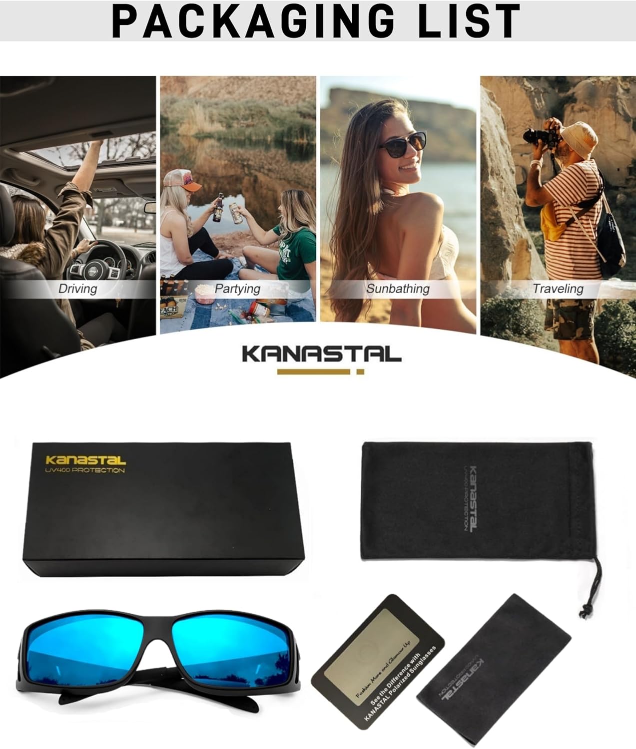 KANASTAL Fit Over Glasses for Men Women Polarized UV400 Protection Fashion Wrap Around Shades - Image 6