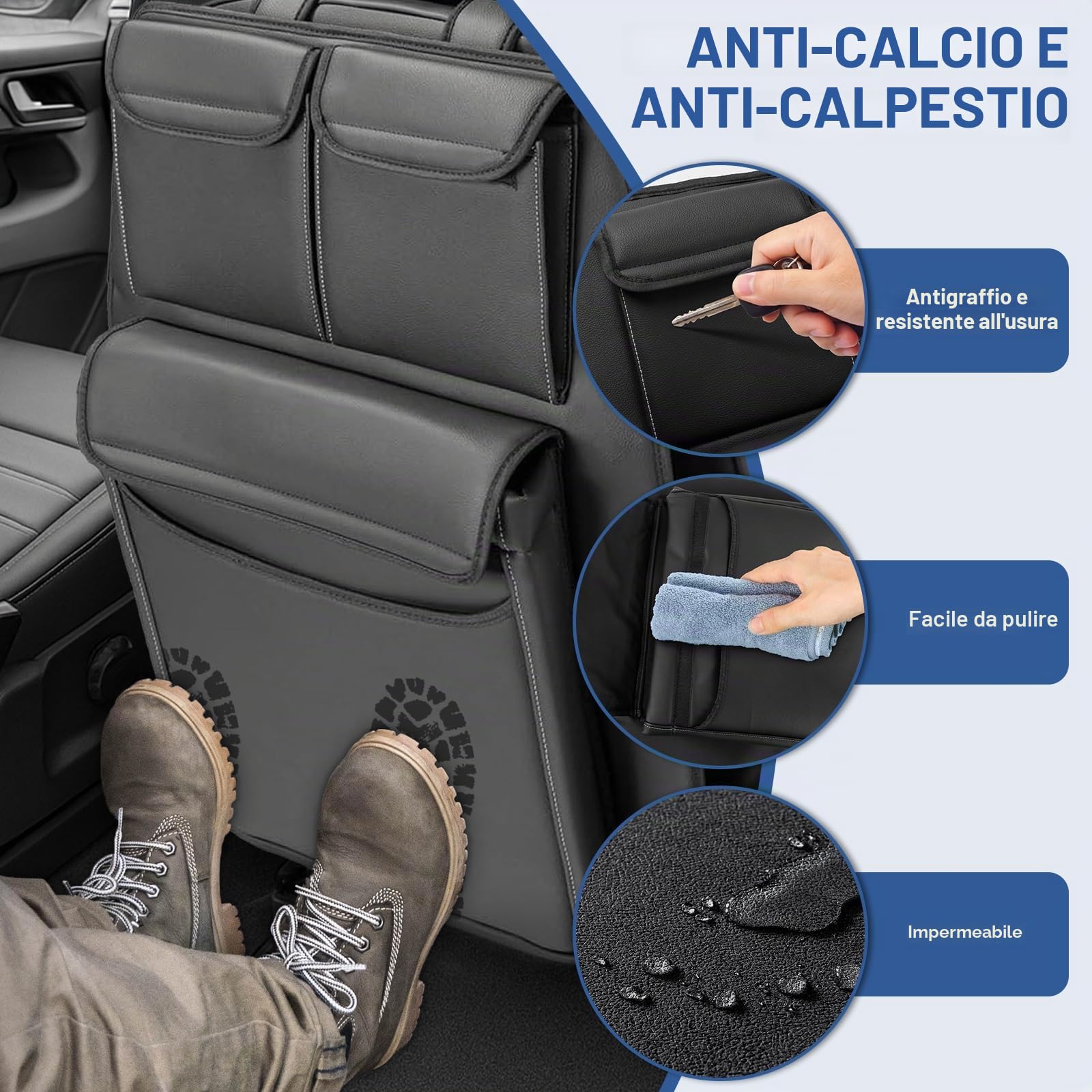 Organizer per sedile anteriore per VW Transporter T6/T6.1 California dal 2015, organizer per sedile auto su un lato in pelle con tasca isolante per raffreddare o riscaldare