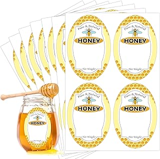 Pure Natural Honey Jars and Bottles Labels 2 x 3 Inch Honey Bottling - H...