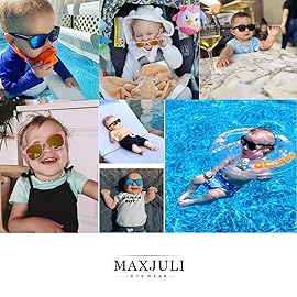 MAXJULI Polarized Baby Infant Sunglasses Safe, Soft, With Adjustable Strap 0-24 Months BPA Free (Translucnet Blue/Blue