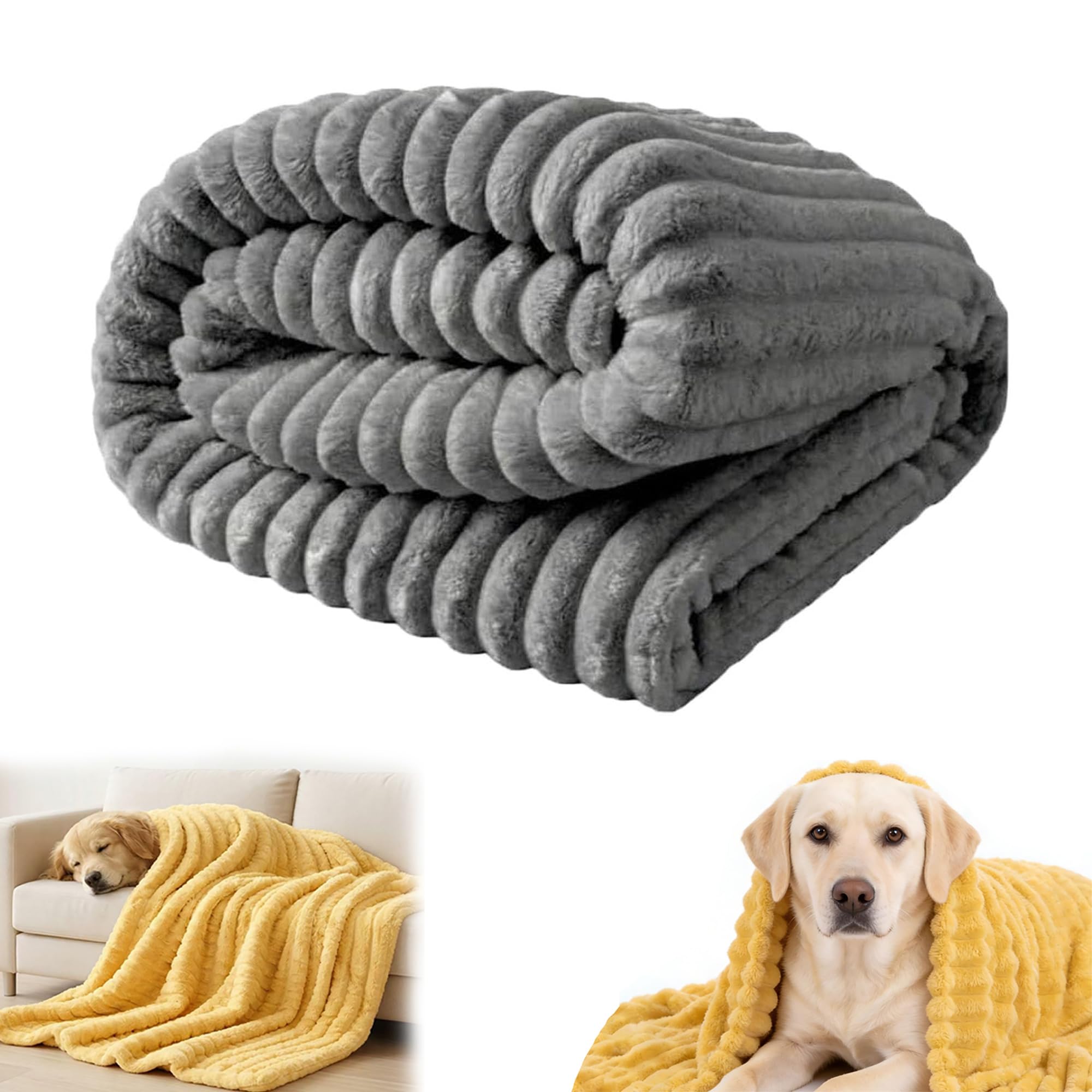 Dog Emotional Support Blanket Yellow, Yellow Dog Blanket, Soft Security Blanket for Pet Sofa Bed Seat (Gray,100 * 150cm/39.37 * 59.05in)