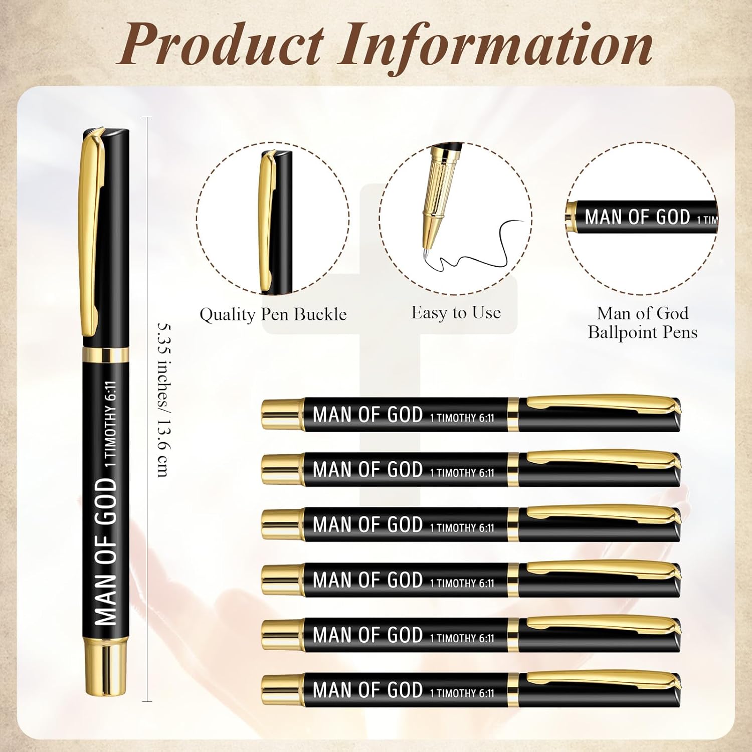 Aurelema 50 Sets Man of God Gift for Men Christian Baptism Gifts Included Bible Verse Keychain Religious Ballpoint Pens with Cards Bags for Father's Day Church Pastors