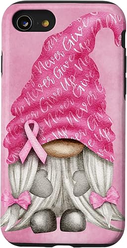 Miniatura 43 de iPhone 15 - Soporte rosa contra el cáncer con gnomo para el caso de concientización sobre el cáncer de mama