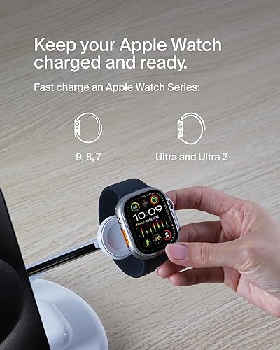 Miniatura 7 de Belkin Soporte de Cargador Inalámbrico 3 en 1 Compatible con MagSafe 15W - Estación de Carga Inalámbrica Certificada Qi2, Carga Rápida para iPhone