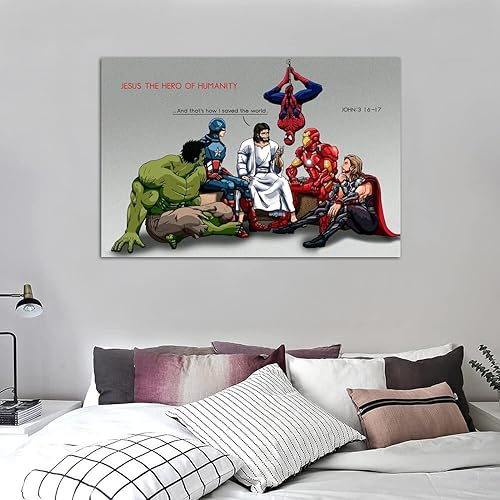 Miniatura 7 de BEFOVE Póster de superhéroes de Jesús y así es como salvé el mundo, pintura decorativa en lienzo para pared, para sala de estar, dormitorio, 12 x 18