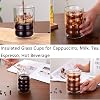2 Pack 400ml Double Wall Glass Coffee Mugs with Spoons - Borosilicate Heat Resistant Cups for Cappuccino, Latte, Tea & Ice Cream