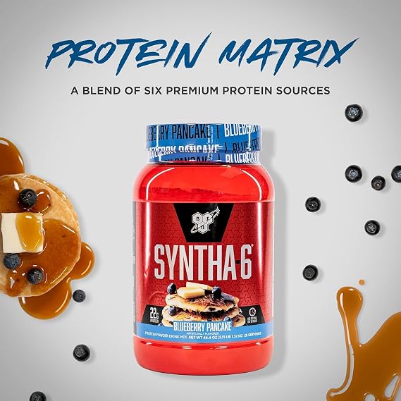 BSN Syntha-6, Protein Powder Drink Mix, Blueberry Pancake, 2.91 lb (1.32 kg)