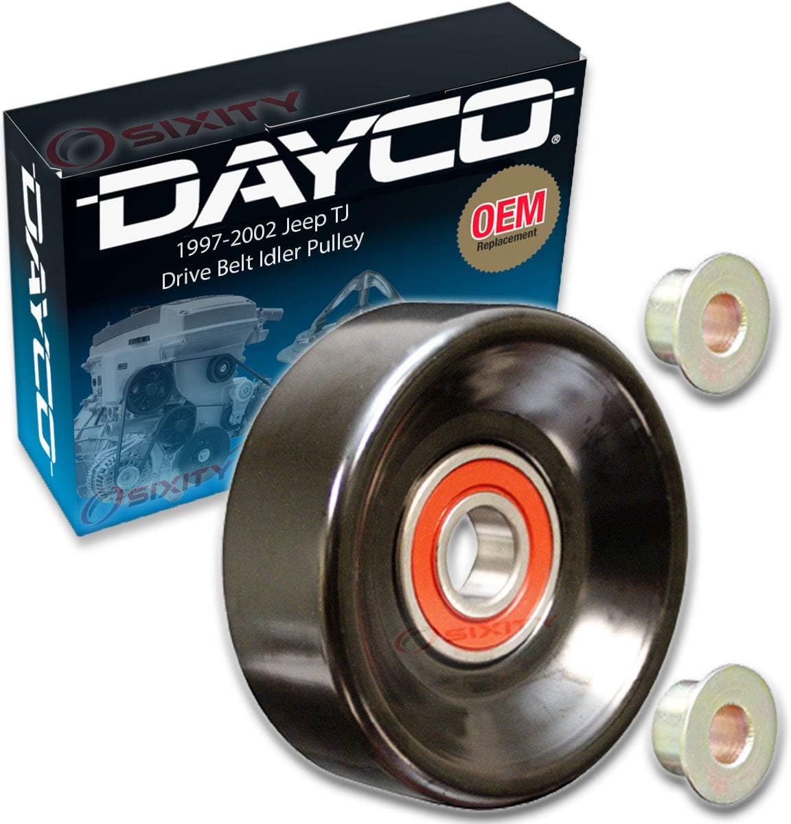 Dayco Drive Belt Idler Pulley compatible with Jeep TJ 2.5L 4.0L L4 L6 1997-2002