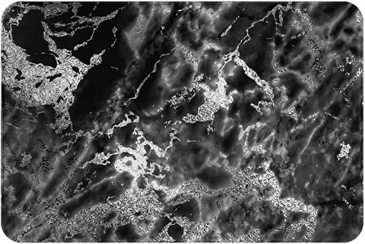 Black Silver Graphite Gray Marble Stone, Doormat, Bath Mat Non-Slip Floor Mat Soft Bathroom Rugs Absorbent Bathroom Pad 40x60 cm