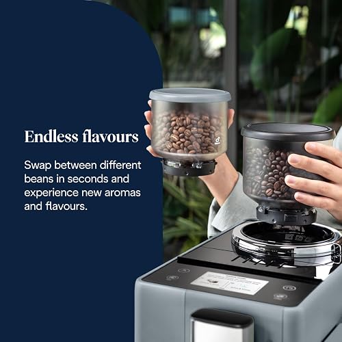 Delonghi Rivelia EXAM440.55.G, Fully Automatic Coffee Machine with LatteCrema Hot, Automatic Milk Frother, Compact Size Bean to Cup Coffee Machine, 16 Recipes, Full Touch Colored Display, Pebble Grey - 5