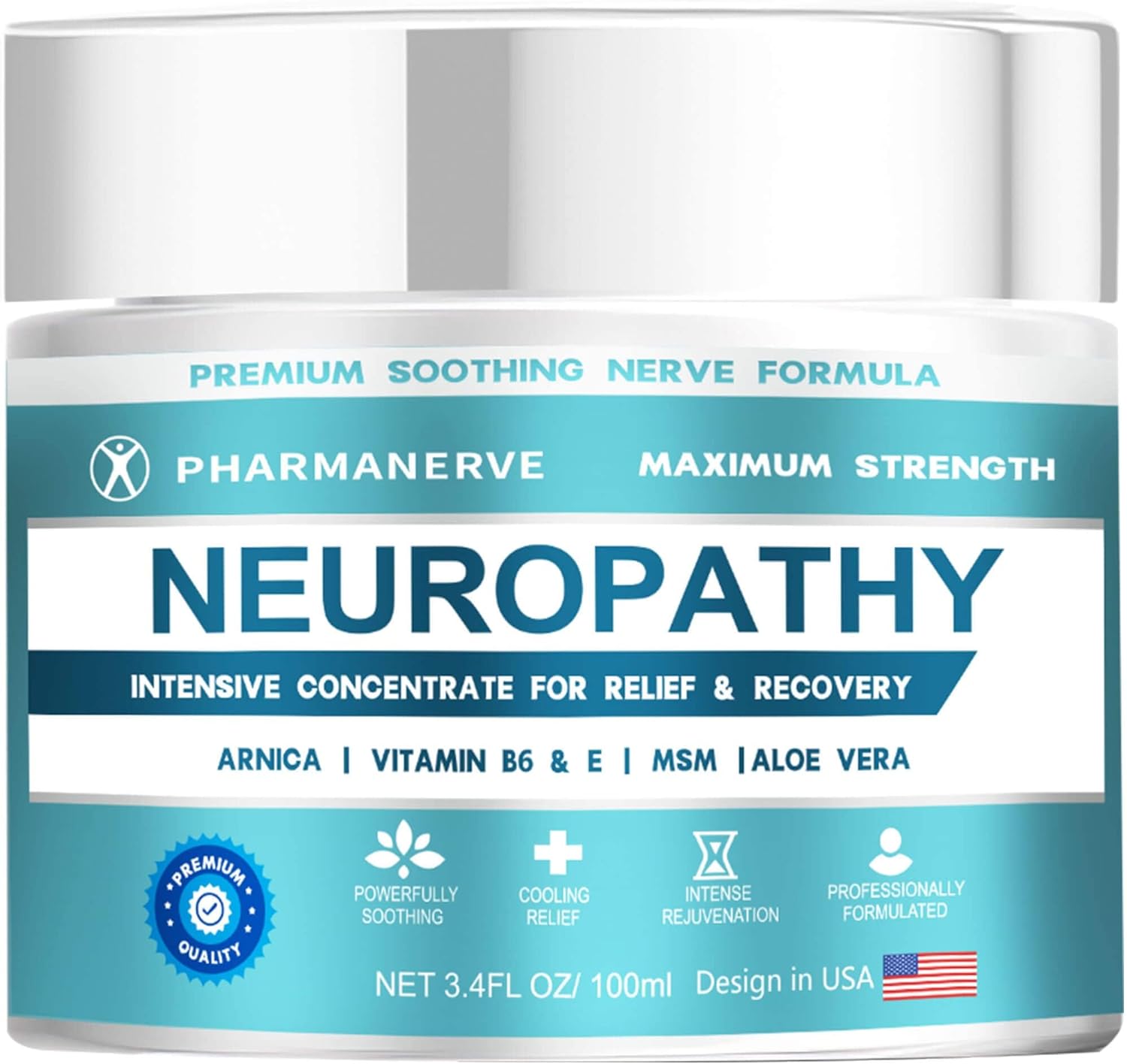 Neuropathy Pain Relief Cream, Nerve Pain Relief Cream Maximum Strength for Feet, Hands, Legs, Muscles, Joints, Waist Includes Arnica, Vitamin B6, Aloe Vera, MSM Fast Absorption, Mild & All Natural