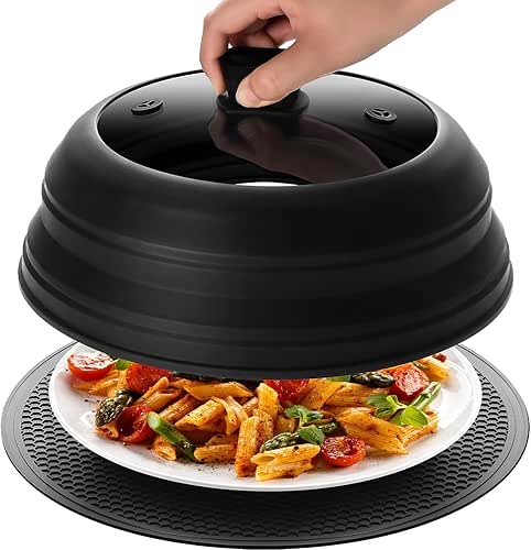 Lzerking Microwave Splatter Cover & Silicone Mat, 10.8 inch Glass