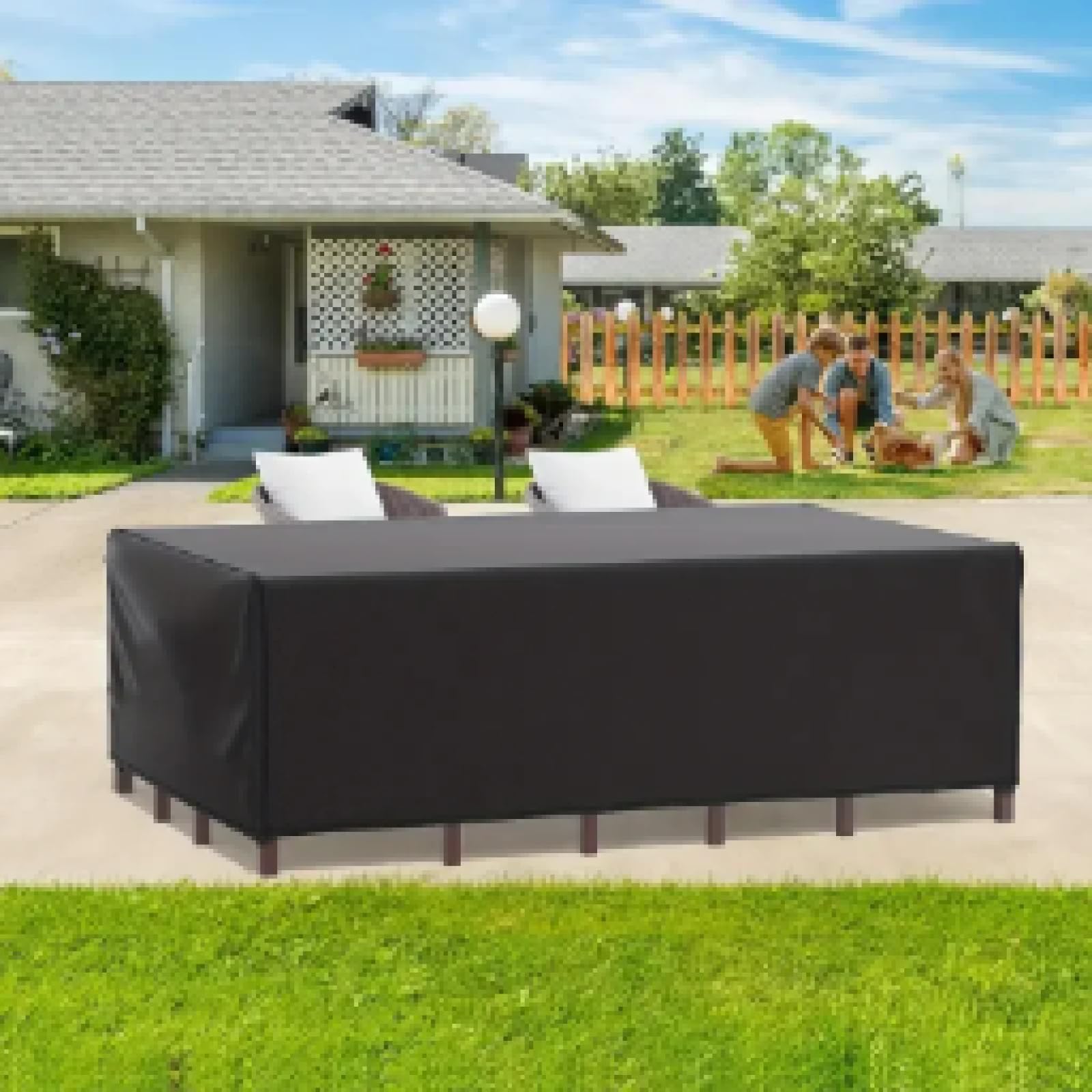 Cubierta para muebles de jardín, 220 x 80 x 70 cm (largo x ancho x alto), protección contra la lluvia y el polvo, 420D Oxford Anti-UV Lona para muebles de terraza, funda protectora