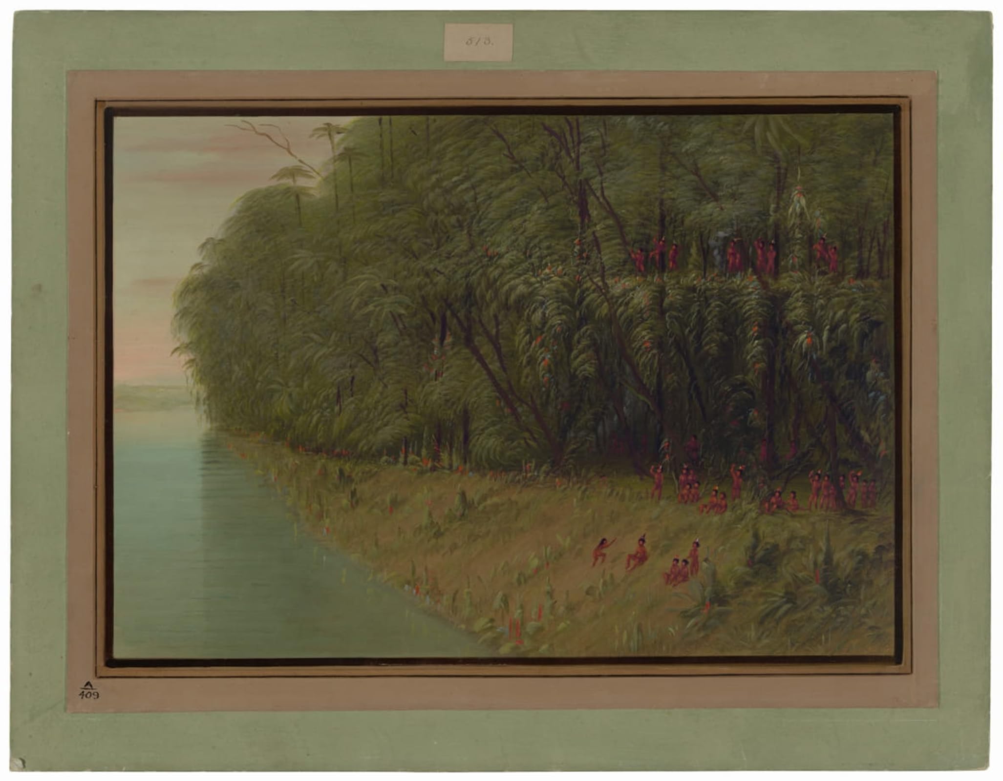 HRJUBWREE Oil Painting Prints on Canvas Painting Picture an Forest Looking Ashore by George Catlin Artwork Canvas Prints for Home Decor 60x90cm