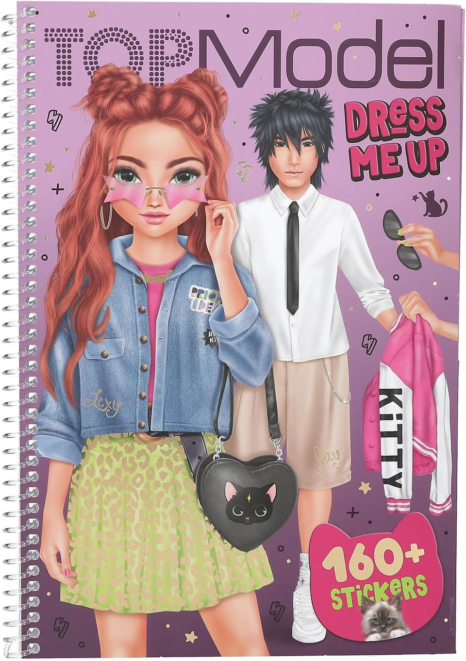 Depesche 13387 TOPModel Rebel Kitty-Dress Me Up Book with 20 Pages of Pre-Printed Templates to DIY Including 7 Sheets of Stickers, Multicolor, One Size