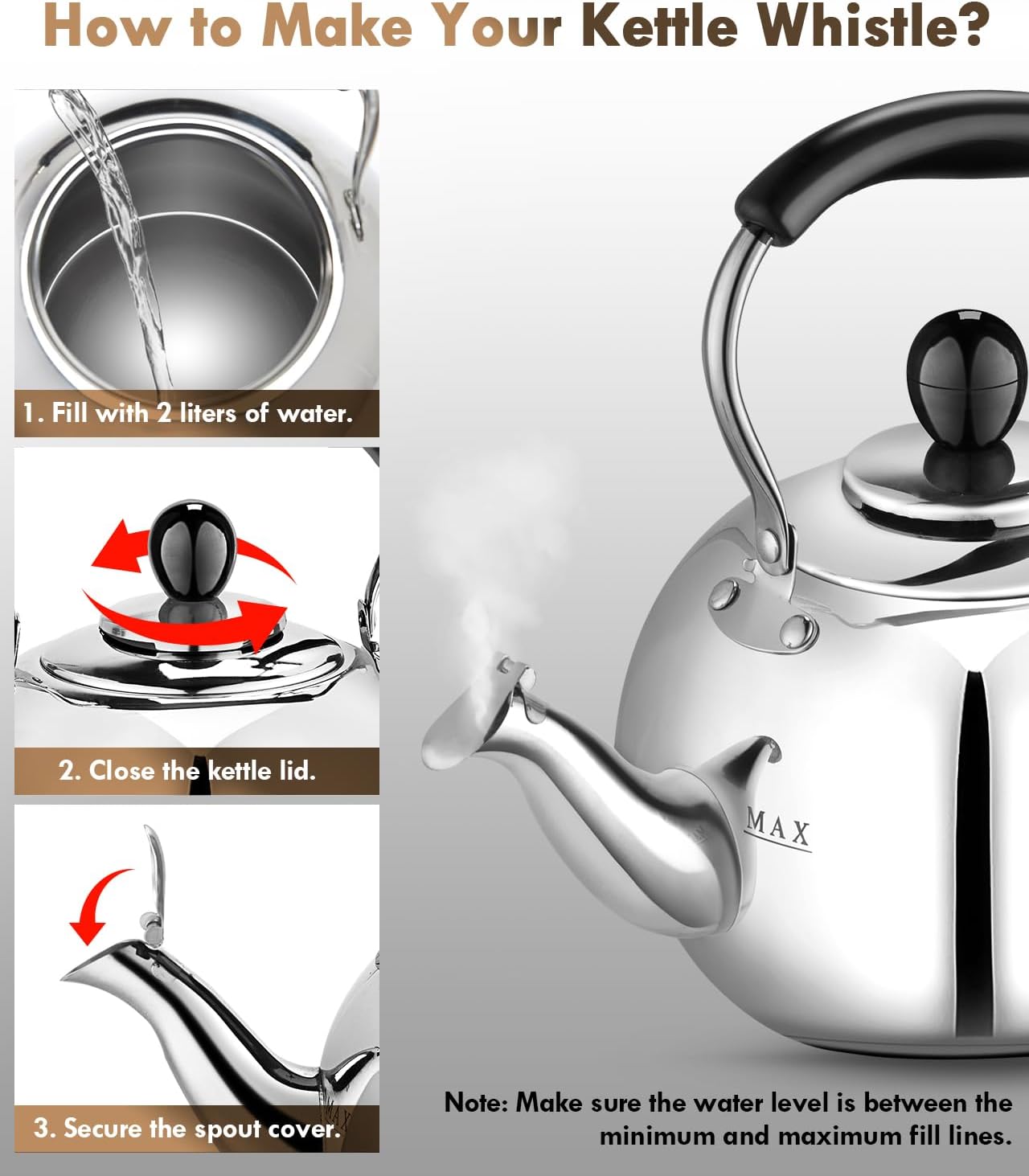 Dclobtop Whistling Tea Kettle Stovetop - 2.0 Quart Round Tea Pot for Stovetop, Silver Mirror Polished Classic Stovetop Kettle, Food Grade Material Teapot for Stove Top