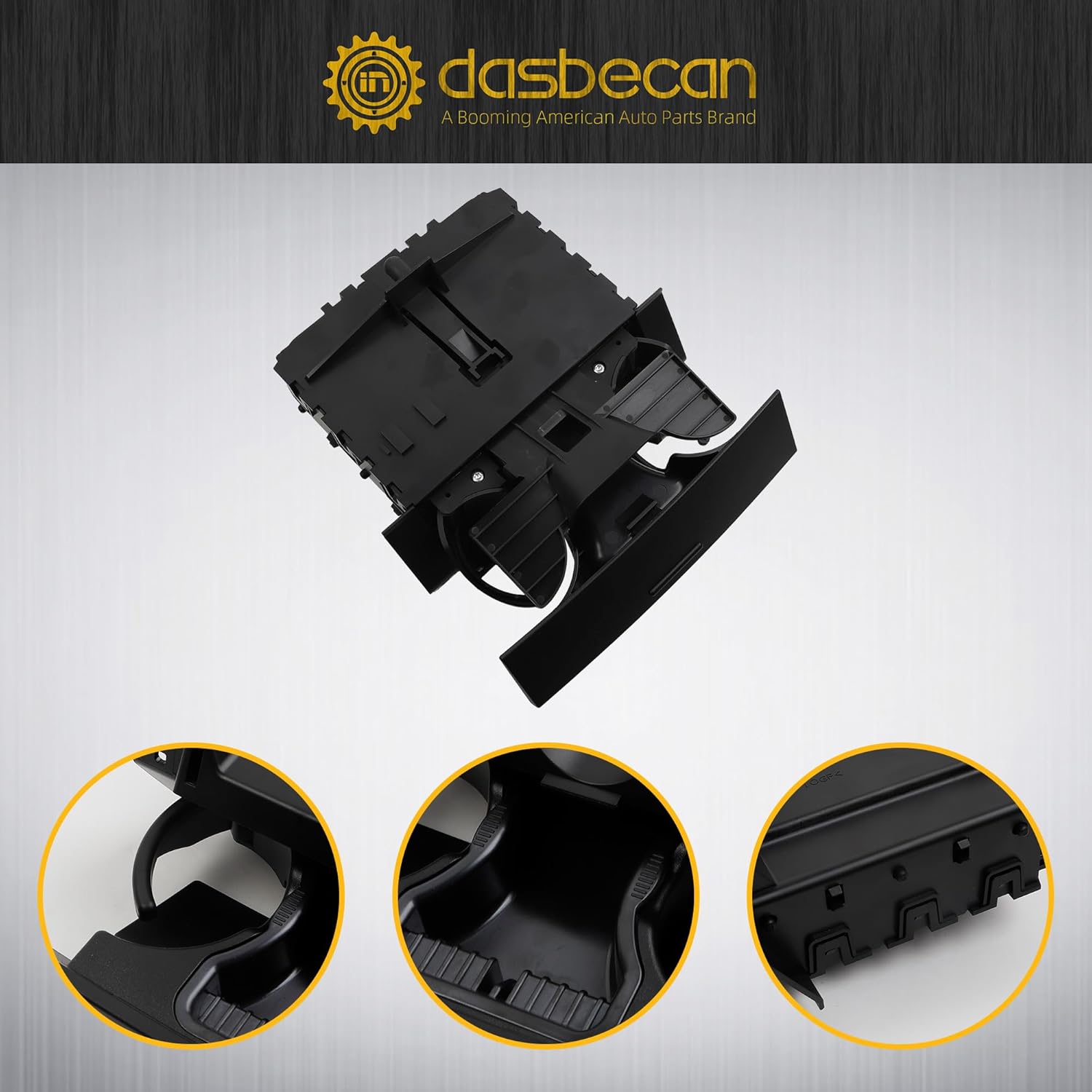 Dasbecan Dashboard Cup Holder Insert Ash Tray Compatible with Ford F150 2004-2008 Replaces# 6L3Z-1504810-A, Secure Non-Slip Design, Organize Drinks & Ash (Black)