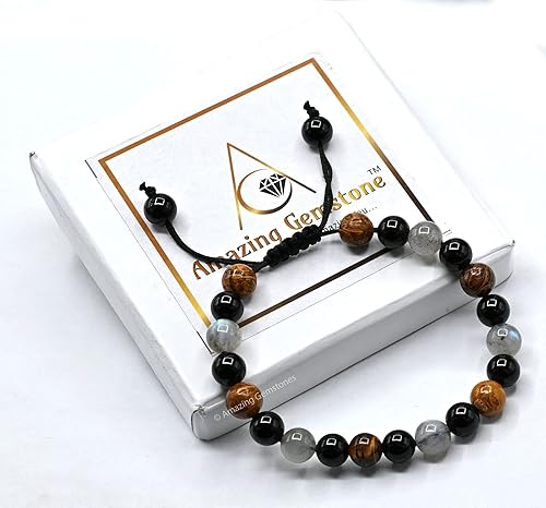 Miniatura 175 de Natural Healing Crystal Bracelet for Women - Mens Bracelet Energy Balancing Gemstones Set - Adjustable Stone Bead Bracelet for Men and Women - Anger