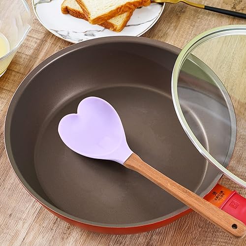 Cuchara de sopa de silicona en forma de corazón, cucharón de sopa fácil de lavar en forma de corazón, agujero para colgar, práctica cuchara de arroz