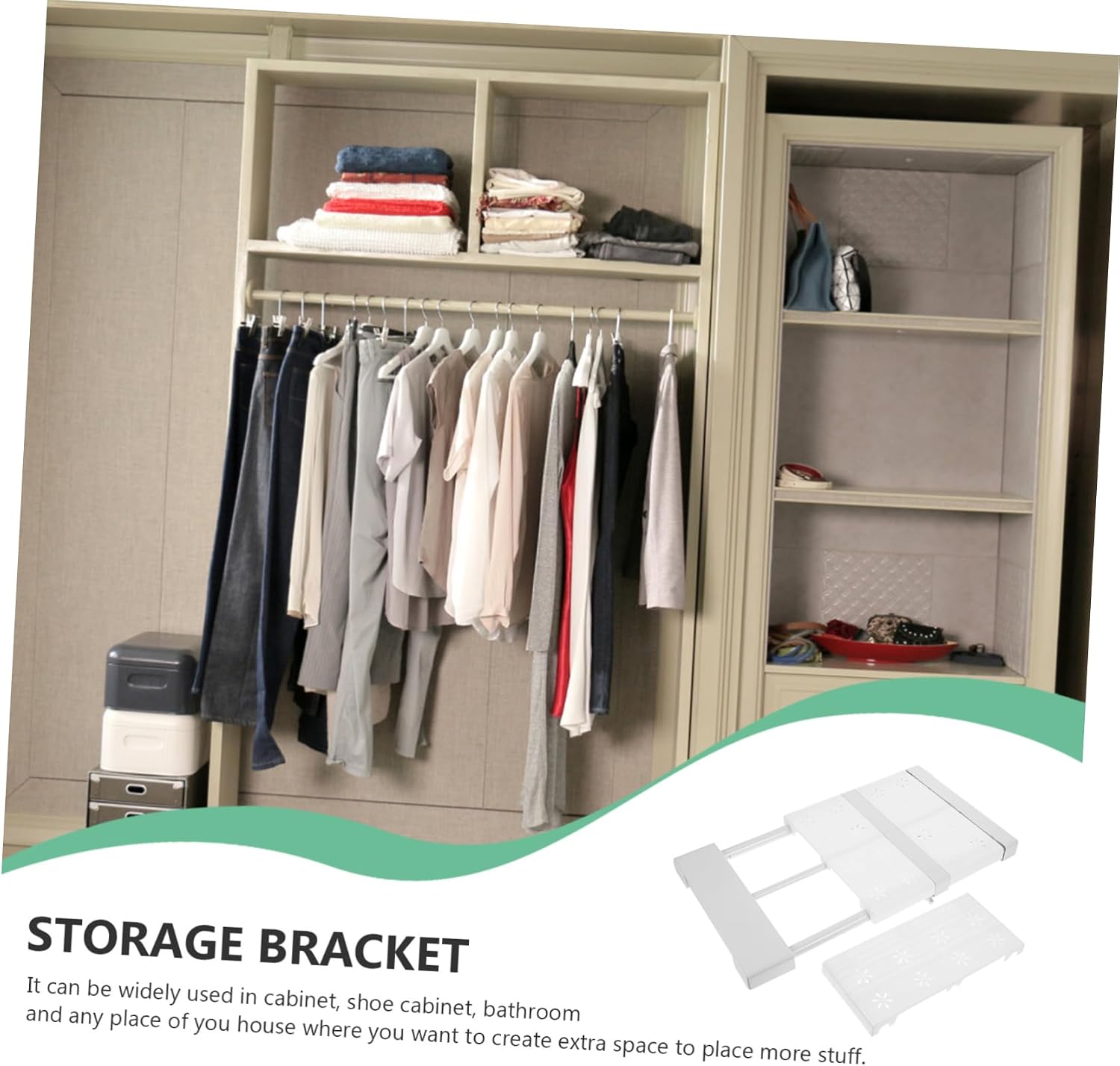 Holibanna 1pc Adjustable Closet Shelf Rack Tension Shelf Rod Expandable Organizer Wall Storage