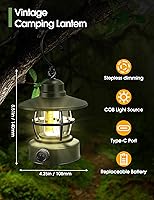 Vista 4 de Linterna de campamento recargable con pilas 【Paquete de 2】, equipo de campamento imprescindible, accesorios de campamento, luz retro