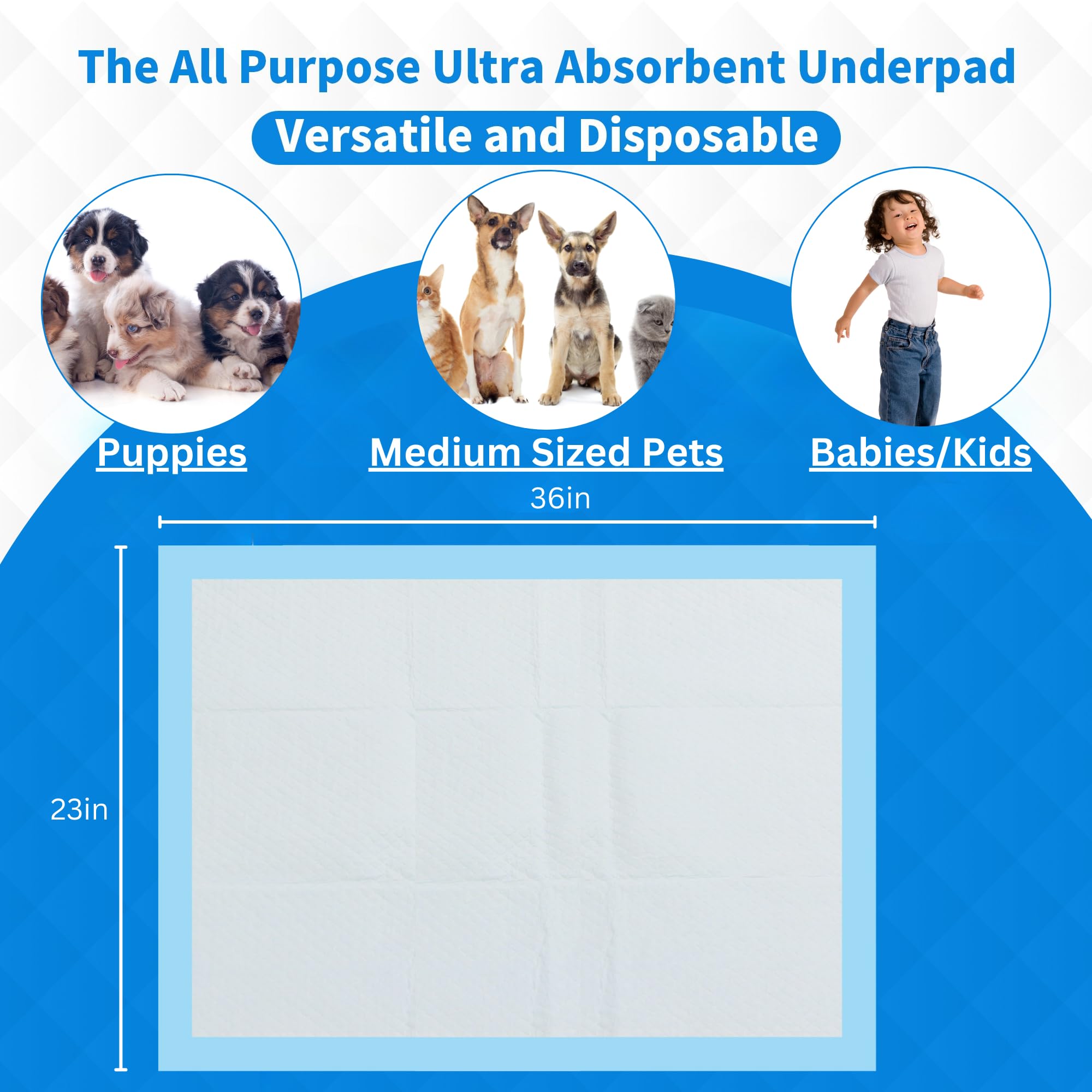 FRONTLINE Almohadillas desechables de 23 x 36 pulgadas, superabsorbentes, entrenamiento de perros, almohadillas para incontinencia, protección gruesa para niños, adultos, líquidos de ancianos, orina,