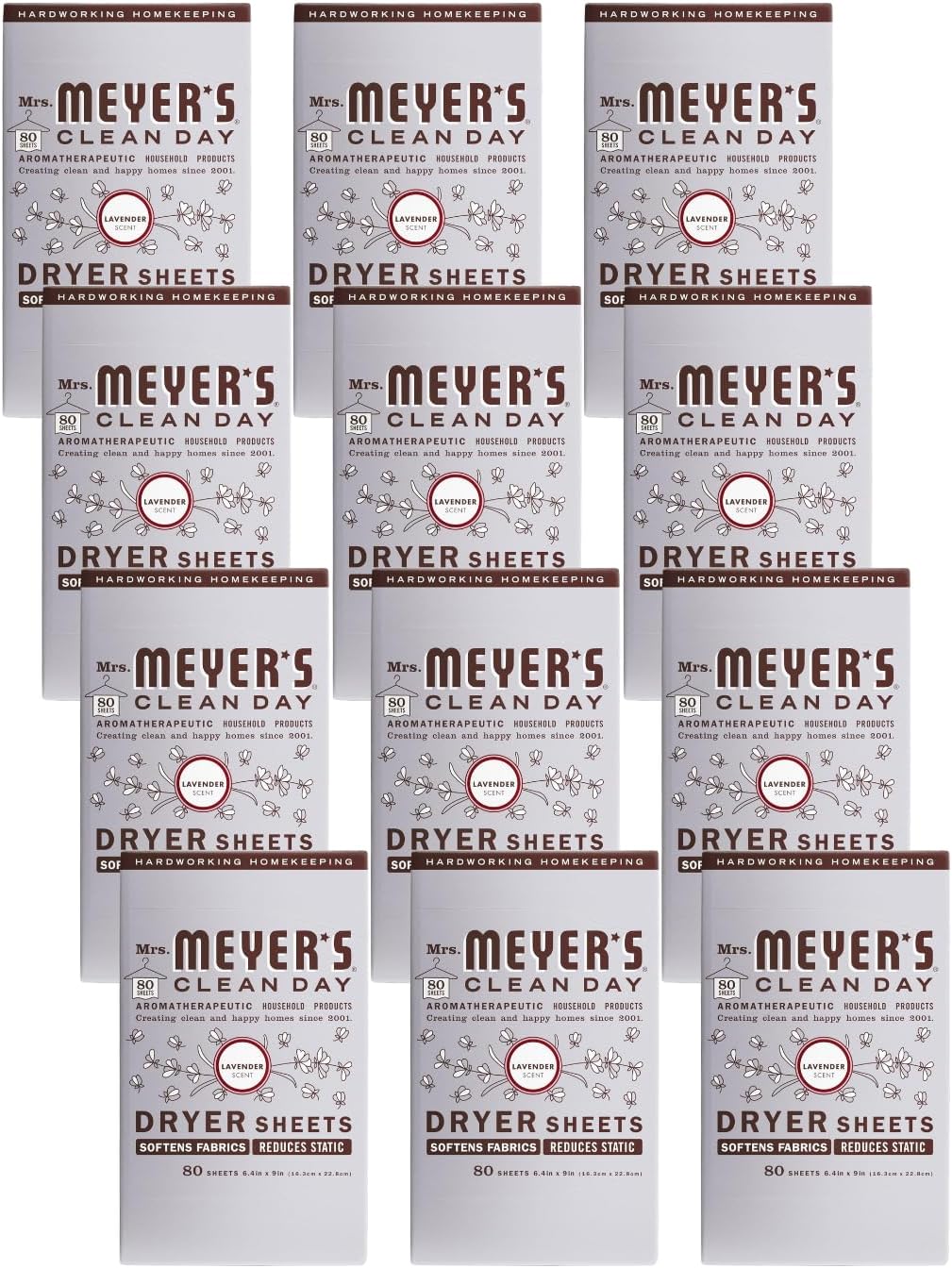 Clean Day Dryer Sheets, Lavender, 80 Count (Pack of 12)