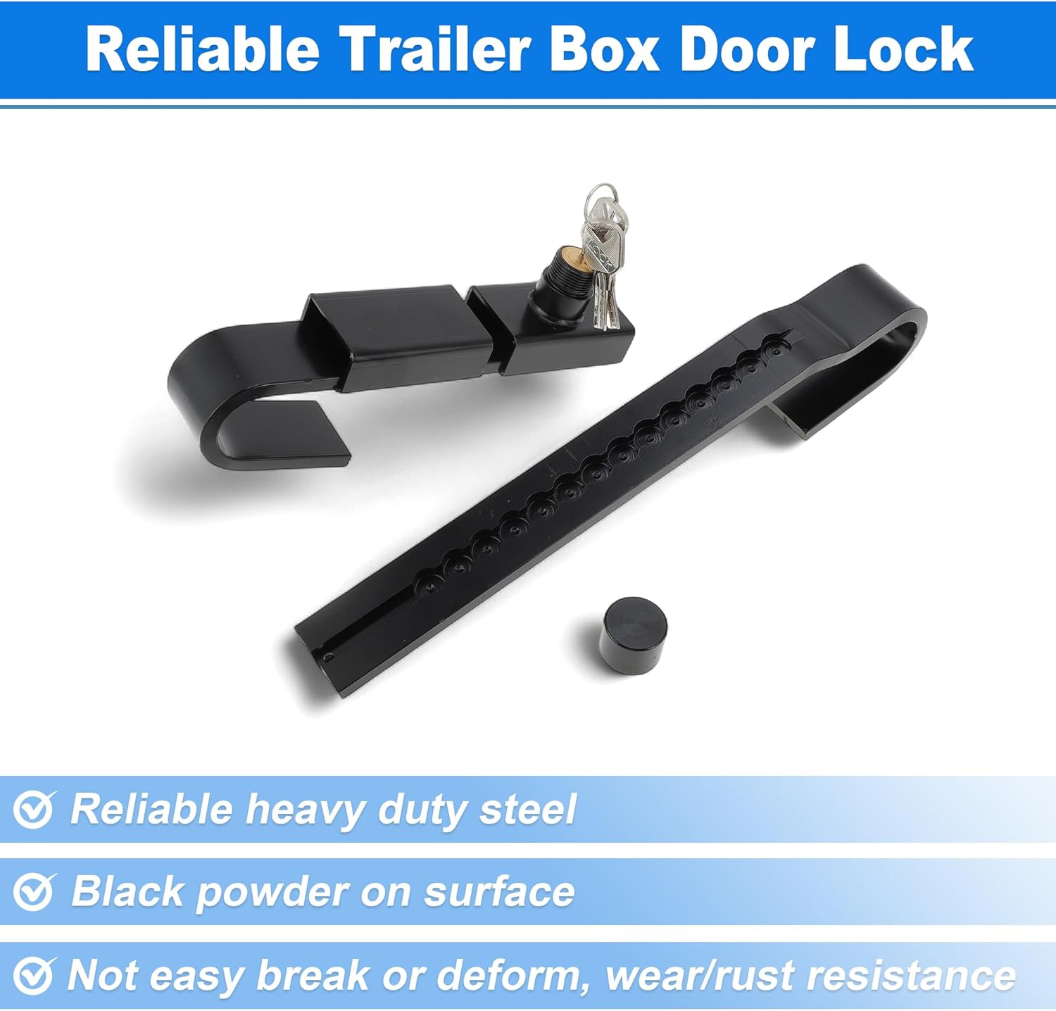 Shipping Container Door Lock 11.8in-18.3in, Cargo Door Latch, Adjustable Steel Heavy Duty Trailer Box Warehouse Lock with 3 Keys On-Site Office Door Black