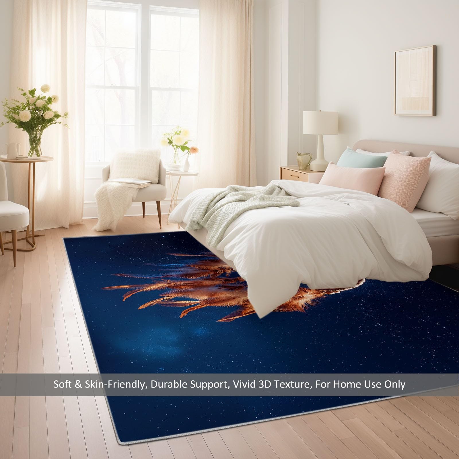 Kuscheliger Dunkelblau Teppich für Wohnzimmer, Waschbarer rutschfest Teppich 80 x 150 cm - Wohnzimmerteppich Verträumt Elegant Traumfänger Sternenhimmel für Kinder Schlafzimmer Esszimmer Studie