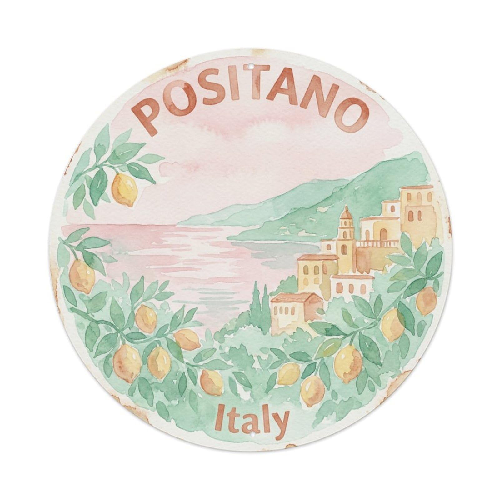 Vintage Travel Positano Italy Gift Metal Tin Sign Plaque