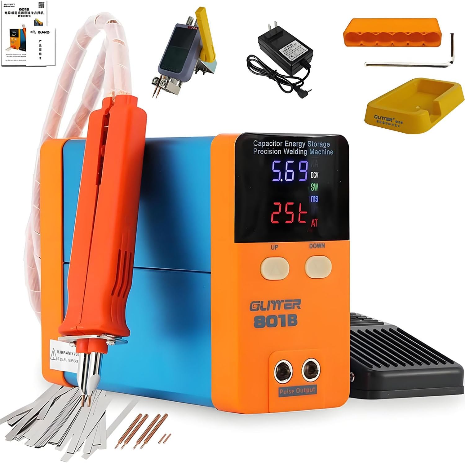 Portable Precision Pulse Battery Welder 801B Battery Spot Welder Mini Portable Precision Welding Equipment for Lithium Battery Pack Assembly