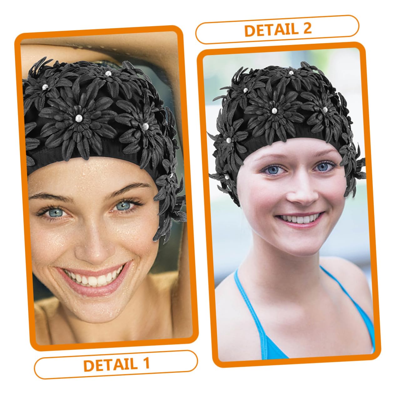 Toyvian 2 pièces Bonnet de Natation Floral pour Femmes Lot de Chapeaux de Piscine Élastiques et Étanches pour Cheveux Longs et Courts Confort Optimal Spa et Baignade