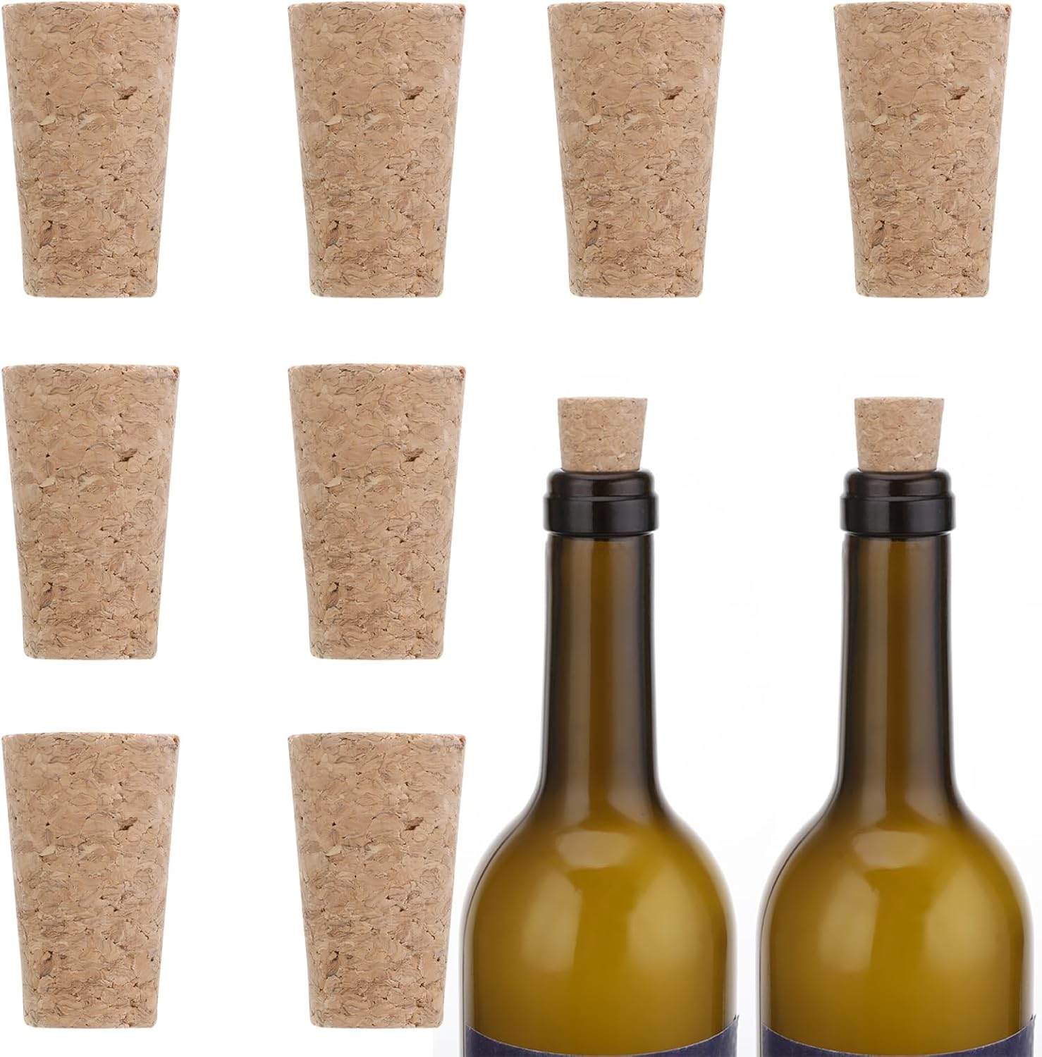 Ouligay 10Pcs Wood Cork Tapered Cork Plugs Wooden Wine Bottle Corks