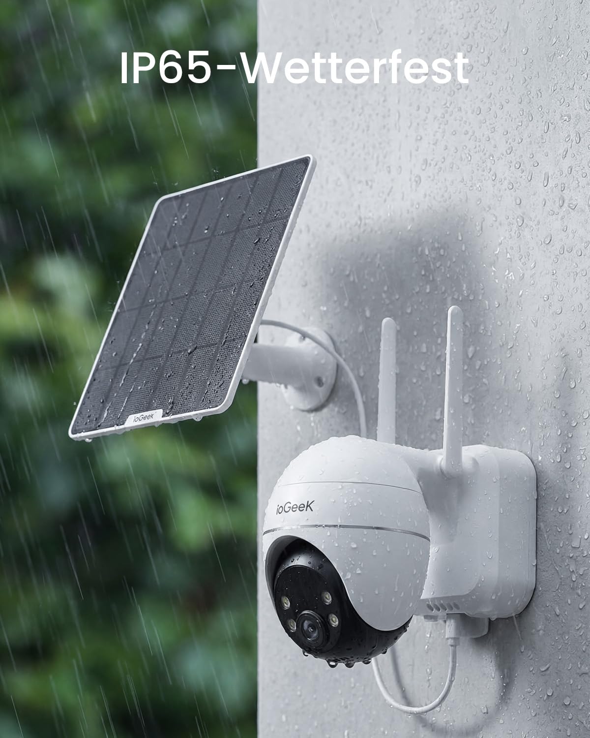 ieGeek 24/7 AOV Überwachungskamera Aussen mit Auto-Tracking, 2K 360° PTZ Kamera Solar mit 5W Solarpanel & 9000mAh Akku, 30m Farbnachtsicht, Camera Outdoor WLAN Kabellos mit Intelligente Erkennung, S7