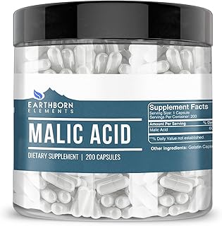 Earthborn Elements Malic Acid, 200 Capsules, Pure & Undiluted, No Additives