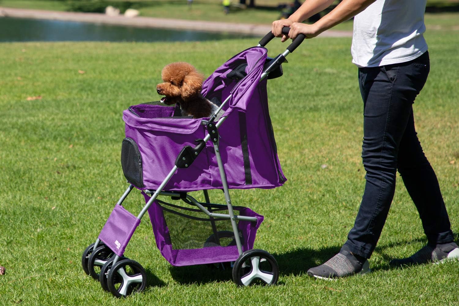 Paws & Pals Pet Stroller Cat/Dog Easy to Walk Folding Travel Carrier Carriage, Lavender Purple : Pet Supplies