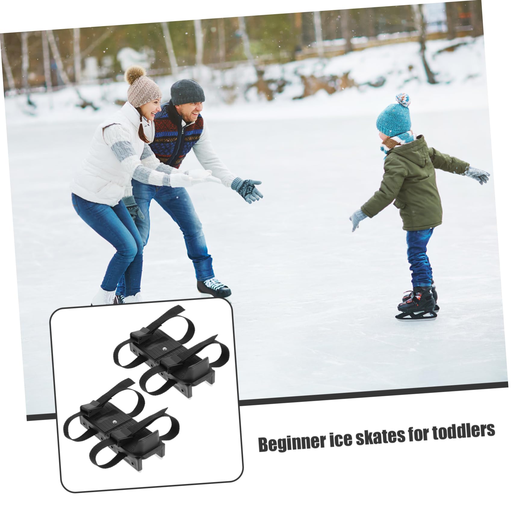 UKCOCO Patines Anti-Caza Vinculante Patines de Hielo al Aire Libre Tobillo Guardias de Skate Patinaje Chicas Patines de Bebe Patines de Hielo con Correa el plastico Negro