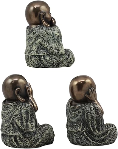 Miniatura 2 de Gifts & Decor Ebros - Figura pequeña de Feng Shui con 3 figuras de Buda sonar sabias y oír, no mal, 4 pulgadas de alto, bodhisattva oriental,