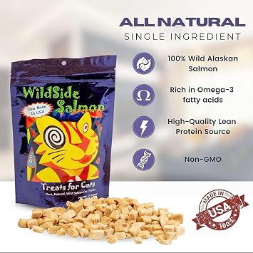 100% Wild Alaskan Salmon Freeze Dried Cat Treats - Healthy Training Treat - 3oz (3 Pack)