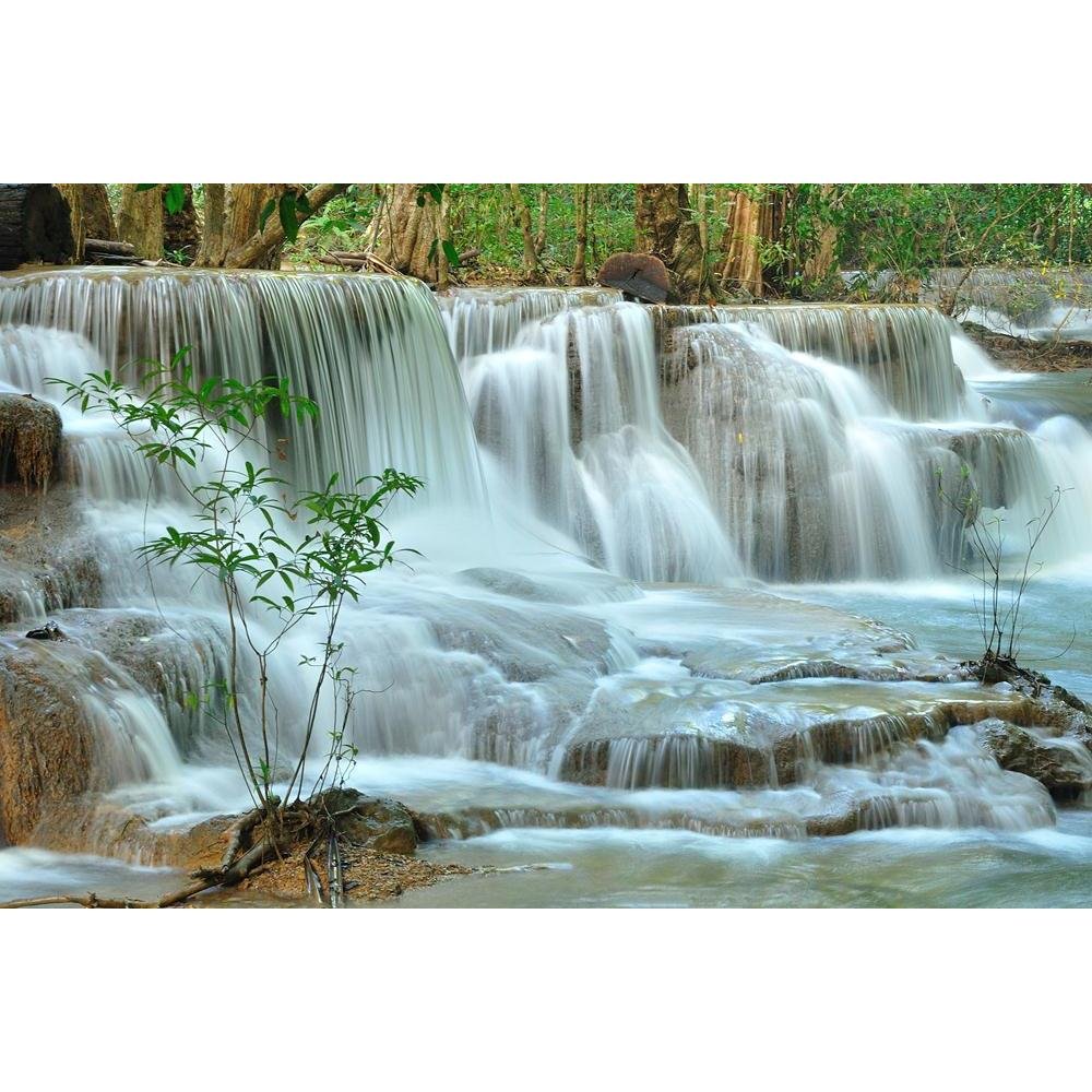 Pitaara Box Hui Mea Khamin Waterfall Kanchanabury Thailand | Unframed Canvas Painting for Bedroom & Living Room | 30.1 x 20 inch (76 x 51 cms)