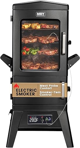 Ahumador eléctrico con tapa, pantalla LED, sonda integrada para carne, ahumadores de barbacoa de gran capacidad, 4 estantes fuman más con 633 pies