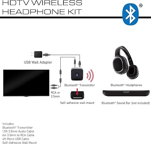 Miniatura 2 de Xtreme - Kit de transmisor de audio de 5 piezas, transmisión de audio a auriculares compatibles con Bluetooth, barras de sonido, viene con