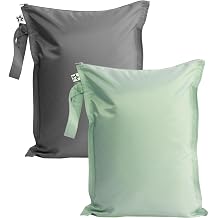 Tiny Twinkle Mess Proof Wet Bags | 2-Pack Reusable Waterproof Wet Bags for Swimsuits | Baby Clothes | Travel & Diaper Bag Sage, Charcoal