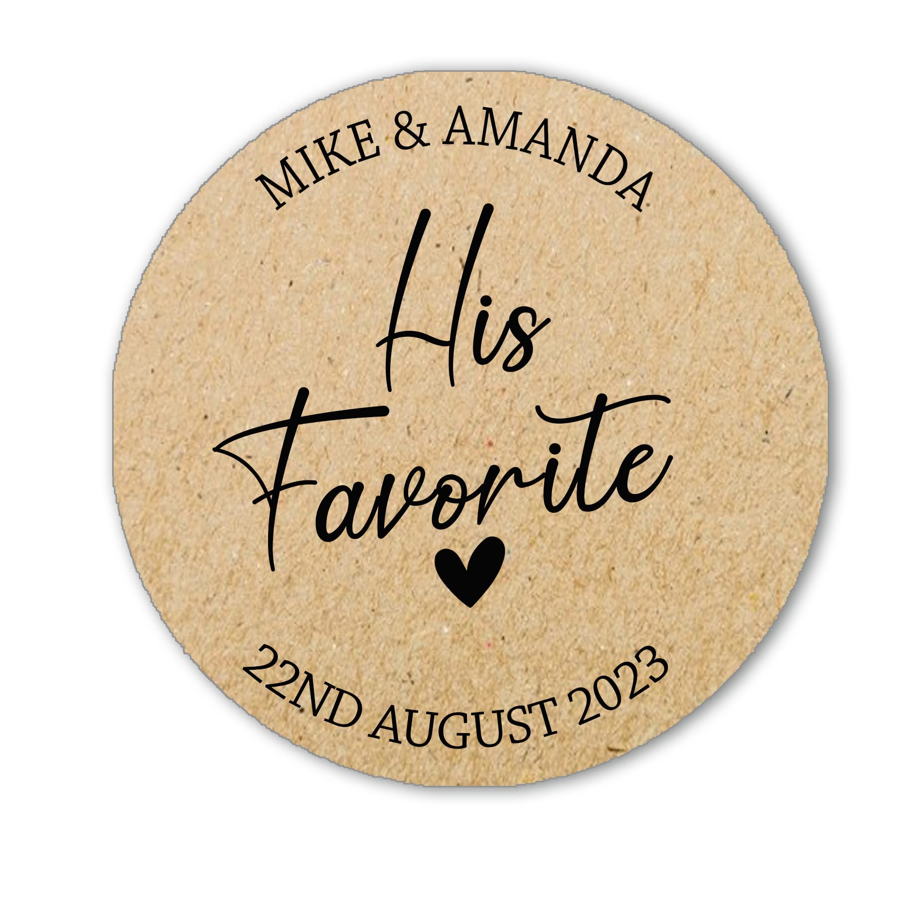 His & Her Favourite Sticker, Party Favour Stickers, His Favorite Label, His Favour Labels, Favor Stickers, Party Bag Label - HIS FAV - 24 Kraft (45mm)