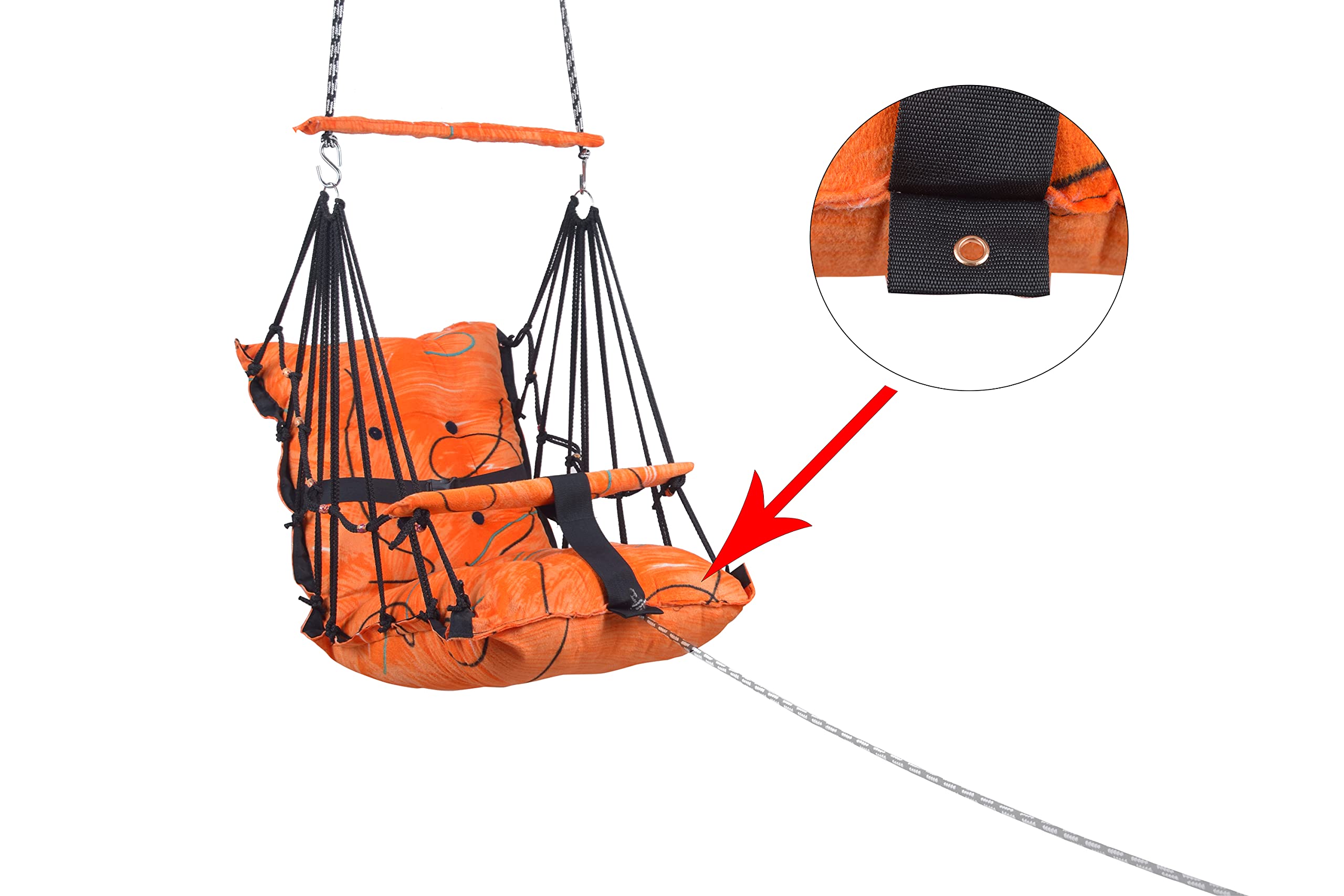 BOFFLE Cotton Swing Chair for Kids Baby's Children Folding and Washable1-3 Years with Safety Belt/Home,Garden Jhula for Babies|Swing for Kids | Seat and Back Side 16x16 inch 2