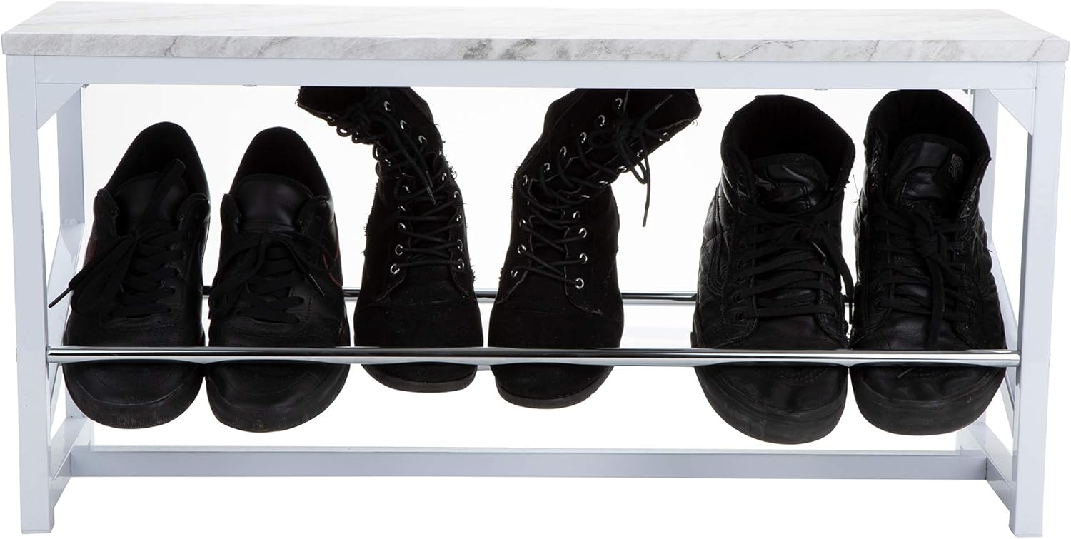 Mind Reader MARBENCHWHT 2 Tier Bench, Organizer, Storage