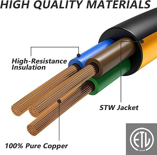 Miniatura 3 de Cable de extensión de RV de 50 amperios y 25 pies, 14-50P a SS2-50R, cable de extensión resistente para generador STW para caravana y generador a