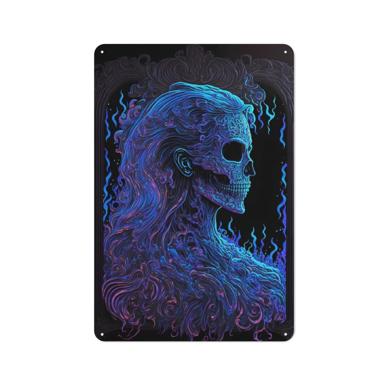 Junmoney Macabre Portrait Tin Wall Sign 30X20cm, Character Room Wall Plaque For Bedroom, Kitchen, Office Or Living Room